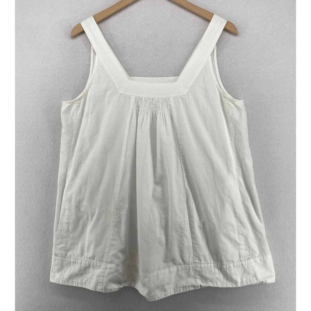 Eileen Fisher Cream Square-Neck Cotton Sleeveless Top